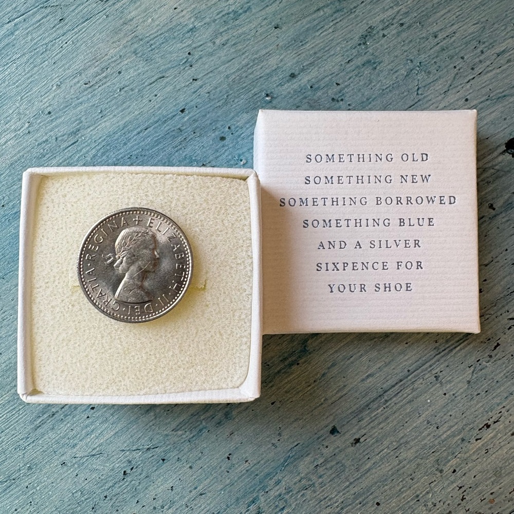 Bridal Silver Sixpence with Blue Ribbon for Bride to carry on her Big Day! - Picture 3 of 8
